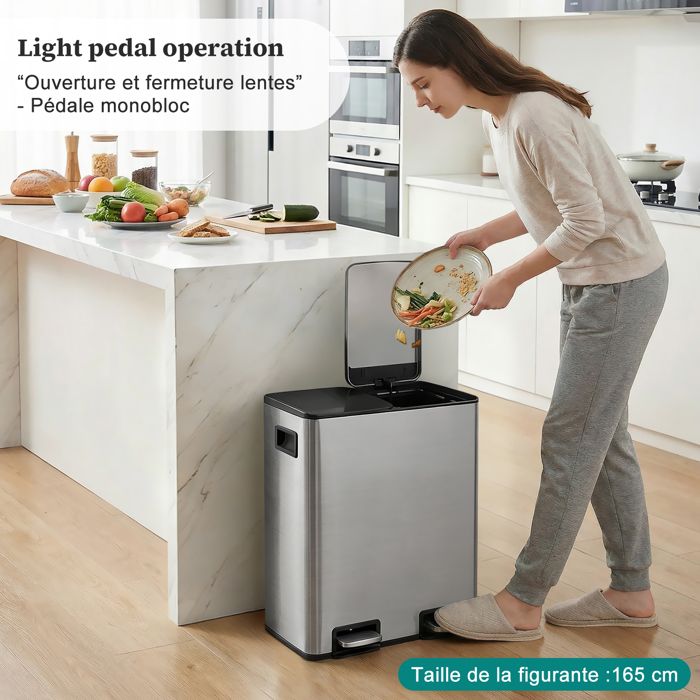 Poubelle de cuisine automatique 75L NARVIK – Double compartiment tri sélectif + Poubelle de table 3L – Blanc – KITCHEN MOVE - Maison Poubelle de cuisine automatique 75L NARVIK – Double compartiment tri sélectif + Poubelle de table 3L – Blanc – KITCHEN MOVE - Maison