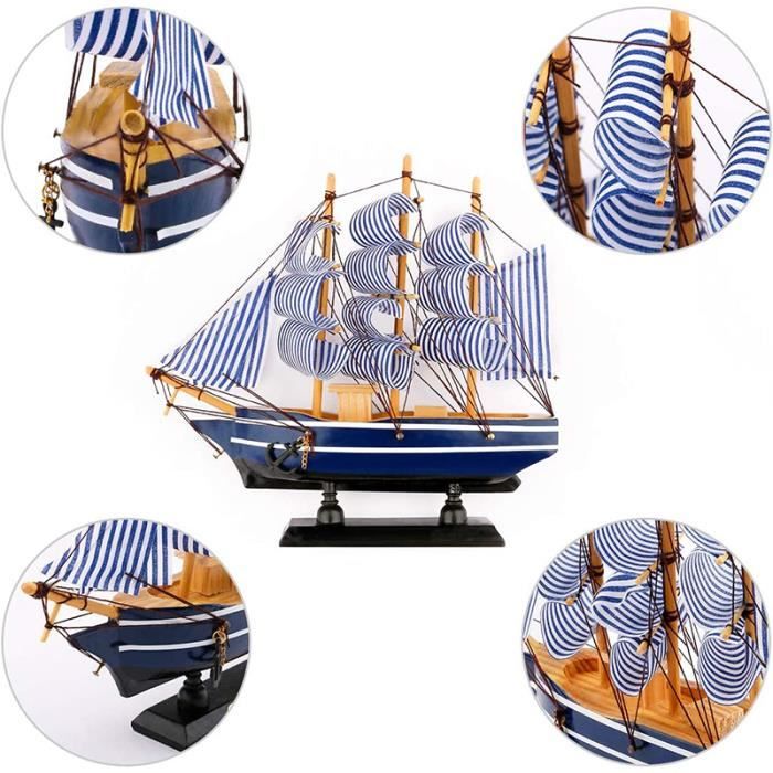 Sailingstory Voilier En Bois Pour Décoration De Bateau à Voile, Modèle De Yacht, Bleu Marine, Finition Antique