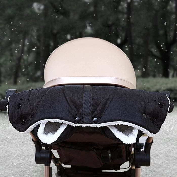 Gants De Poussette Hiver - Imperméables, Coupe-vent, Polaire Intérieur - Fixation Par Boutons-pression - Universel, Noir - Pour Poussette, Vélo, Remorque