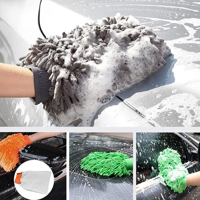 3x gant de lavage pour voiture et ménage - gant en microfibre