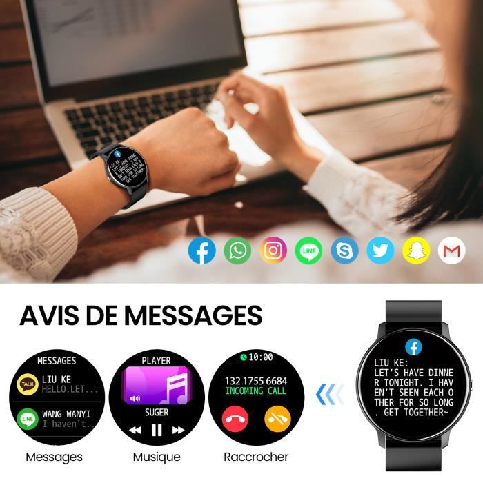 Montre connectée multifonctions, compatible Android iOS