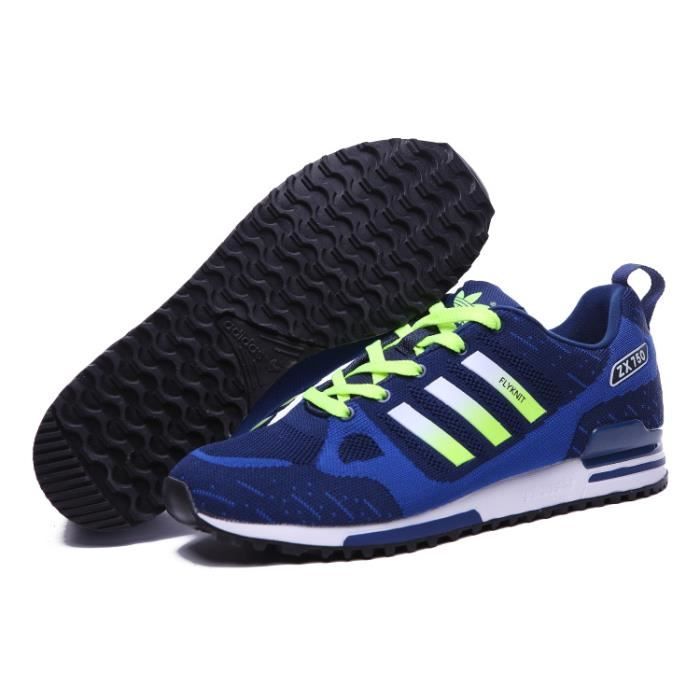 Baskets ADIDAS ZX 750 marathon flyknit homme bleu vert Cdiscount
