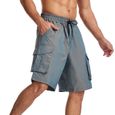 Shorts de travail multi-poches pour hommes Pantalons de jogging coupe ample Athletic Five gris-3