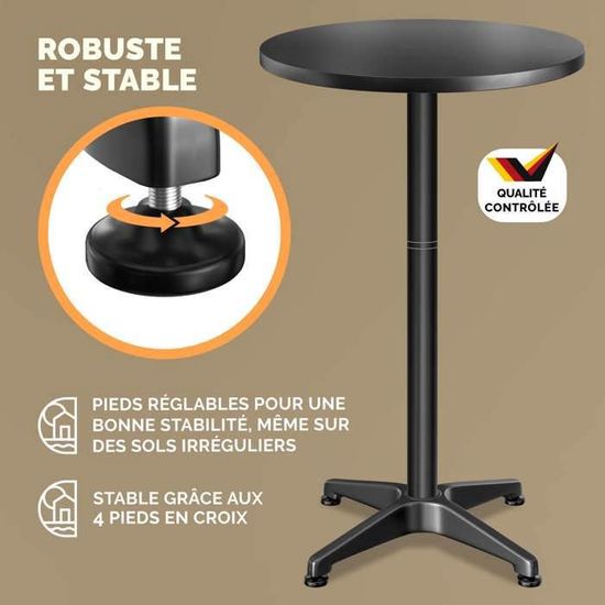 Casaria Table Haute Pliante Blanche 60cm Mange-Debout Ronde - Idéale Pour Jardin Et Terrasse