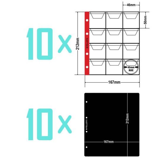 PELLER’S – 10 Feuilles De Collection – 20 Pochettes 50×50 Mm – Recharge Pour étuis Carton – Modèle XL – Sans Phtalates – Fabriqué En Europe