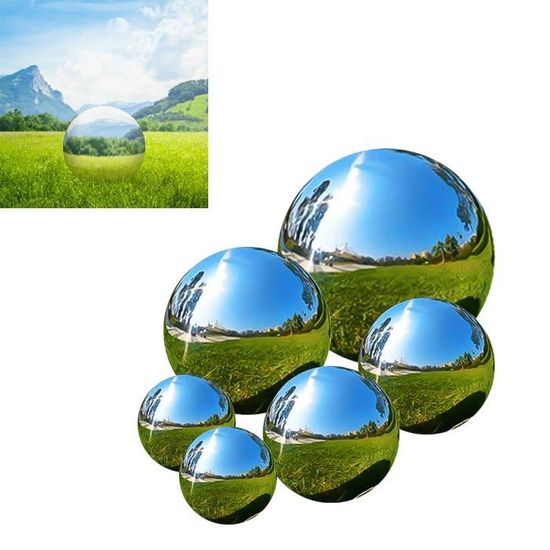 Poli Miroir Boule Creuse Boules De Regard En Acier Inoxydable Transparente Gazing Globe Sphère Réfléchissant Jardin 6 Pcs