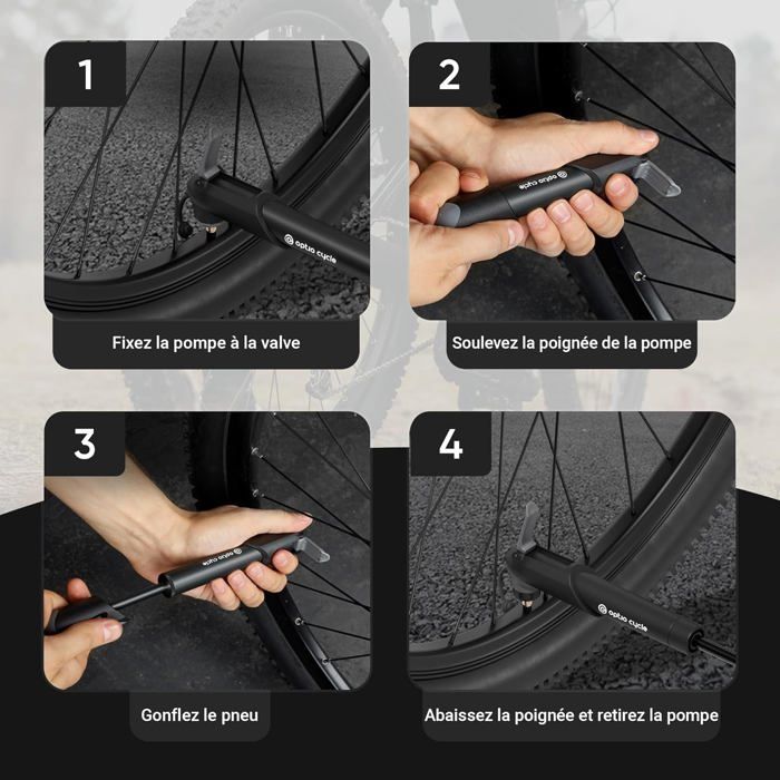 Mini Pompe à Vélo Optio Cycle – 120 PSI (8,3 Bar), Manomètre Intégré, Tête Presta/Schrader, Poignée T, 120 G, Compacte Et Légère