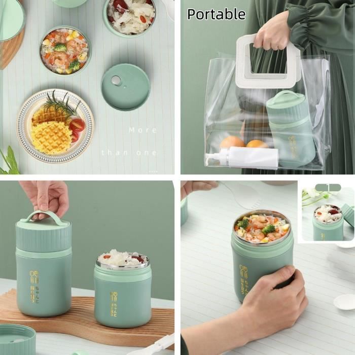 Boîte Repas Inox 3 Compartiments Avec Couverts - Étanche, Micro-ondes - Pour école, Pique-nique, Bureau
