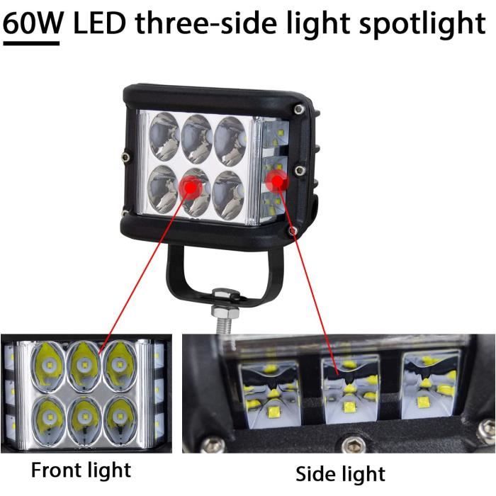 Lampe de travail à LED de haute qualité de 7 pouces 60w feux de conduite  camion drl blanc 6000K IP67 lampe de travail tout-terrain 12 volts, lampes  de travail à LED