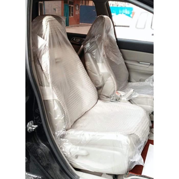 100pcs Housse de siège en plastique jetable pour voiture Housses