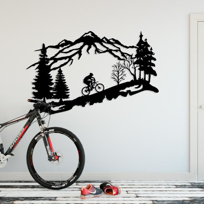 Décoration Murale Métal Scène De Montagne Avec Cerfs - 40x28cm, Sculpture Suspendue Pour Salon/chambre