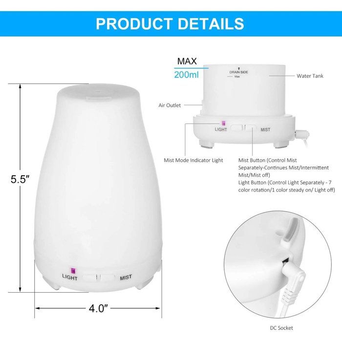 Aroma Diffuser Sans Fil Avec Geur De Menthe - Aromathérapie Pour Bureau, Chambre à