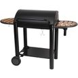 Barbecue charbon de bois Vulcano 3000 - SOMAGIC - Cuve fonte, couvercle, grille acier chromé - Sur chariot-0