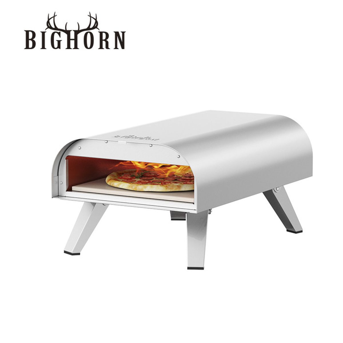 Four à Pizza Portable Toboli Avec Pierre à Pizza 330mm - Fonction Rotation, Au Gaz, Pour Jardin