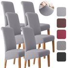 MULISOFT Lot de 6 Housses de Chaise grande taille épaissi et élargi extensible universelle, Avec bande élastique - Gris clair