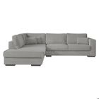 LOUNGITUDE Canapé d'angle XXL BELAMI en tissu - Gris clair, Angle Gauche