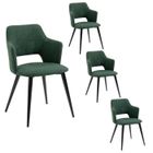 MEUBLES COSY Lot de 4 Chaises de Salle à Manger,Siège en Tissu Vert,Pieds en Métal Noir,Style Scandinave