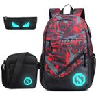 SWAREY Sac à Dos Scolaire Cartable Sacs école Monstre Garçons Filles Sac de Camping Sac Voyage nuit lumineux+Sac Crayon+sac à bandoulière