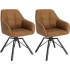 WOLTU Chaise Pivotante à 360°, Lot de 2, Chaise Salle à Manger Scandinave, Fauteuil en Faux Cuir Vintage, Marrone Clair W0ATT0030-2