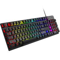 104 Touches - Qwerty - Clavier Gamer - Clavier Silencieux - Clavier Filaire - Semi-Mécanique, Rétro-Éclairage RGB à sept couleurs