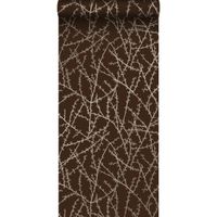 Origin Wallcoverings papier peint branches de fleurs brun mat et bronze brillant - 53 cm x 10,05 m - 345731