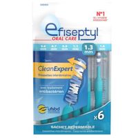 Brossettes Interdentaires Clean Expert 1,3mm - Efiseptyl - Avec Traitement Antibactérien - Sachet de 6 Brossettes