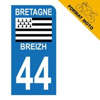 Autocollant Plaque d'immatriculation Moto 44 Bretagne Breizh