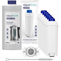 AquaFloow Détartrant Liquide Machine Café 1000ml + nettoyant + 6 Filtres pour cafetiere Delonghi Magnifica ECAM ESAM – remplacement