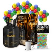 Hélium Grande Bouteille Gaz d'Hélium pour 30 Ballons + Lot 50 Ballons Biodégradables Multicolore + Ruban
