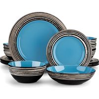 Service de table complet, vancasso Assiette, Série ARBRE-B 16 pièces, Collision de conception de deux couleurs vaisselles - Bleu