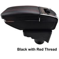 Accoudoir De Console Centrale En Cuir Noir avec couvercle glissé Spécifique pour VW Golf MK6 Jetta MK5(avec des coutures rouges)