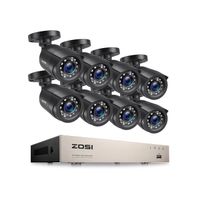 ZOSI Kit Video Surveillance 8CH 1080P DVR avec 8 Caméras de Surveillance 2MP Extérieure IP66 Vision Nocturne 20m App gratuite NO