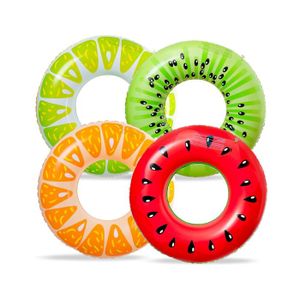 4 Bouées Fruits Gonflables – Pastèque, Kiwi, Citron, Orange – Pour Piscine Ou Plage