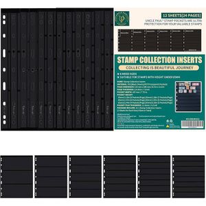 12 Feuilles Pour Album De Timbres – 4 Tailles Mixtes, Pochettes Transparentes, PVC/PET Sans Acide, 215 X 280 Mm