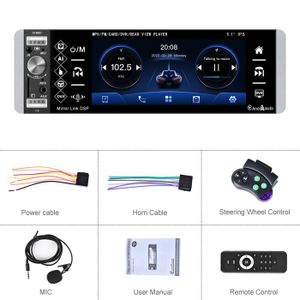 AUTORADIO Autoradio uniquement - Autoradio 5.1 ", Bluetooth, AM, FM, AUX, USB, RDS, enregistreur DVR, lecteur MP5,