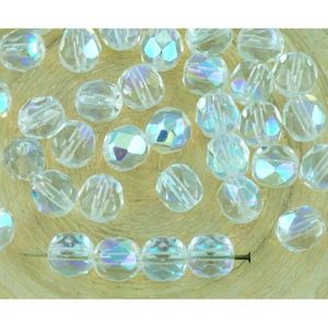 Chapelet de 95 perles en verre à facettes 6x4mm ab rose