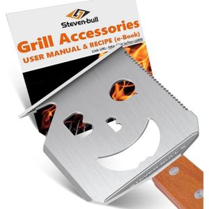USTENSILE Grille de barbecue - Spatule 7 en 1 - Acier inoxydable - Accessoires pour camping - Cadeaux pour barbecue