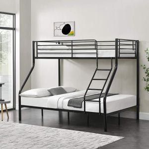 Métal lit simple superposé 2 personnes chambre à deux lits enfants de cadre de lit meubles,Black