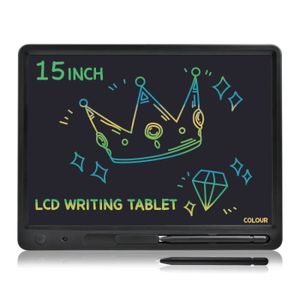 JEU D'APPRENTISSAGE Tablettes Graphiques,Grand écran LCD de 15 pouces,tablette d'écriture,Pad d'apprentissage,tableau de notes - Colors Black