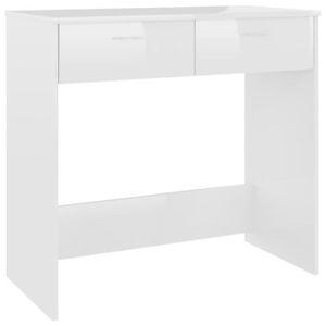 BUREAU  Bureau - GENERIQUE - Droit - Blanc brillant - 2 tiroirs - Contemporain - Design