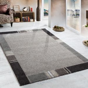 Tapis De Créateur Aux Contours Découpés à Carreaux En Marron Beige