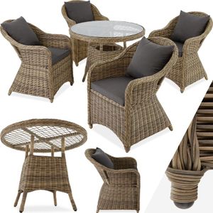 Ensemble table et chaise de jardin TECTAKE Salon de jardin ZÜRICH Avec cadre en aluminium Chaises préassemblées - Marron Naturel