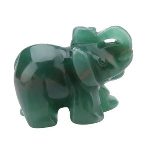 STATUE - STATUETTE ZJCHAO Figurine en pierre naturelle 1.5 Pouces Pierre Sculpté Jade léphant Minuscule Kristall Figuren linge statuette Vert