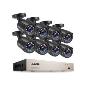 CAMÉRA DE SURVEILLANCE ZOSI Kit Video Surveillance 8CH 1080P DVR avec 8 Caméras de Surveillance 2MP Extérieure IP66 Vision Nocturne 20m App gratuite NO