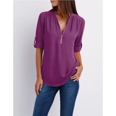 Haut Jamie Sadock Sans Manches – Femme Taille M – Motif Abstrait Violet – Zip 1/2