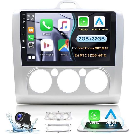 Autoradio Android 15 9" Pour Ford Focus Mk2 2004-2011 - 4+64 Go, Carplay/Android Auto Sans Fil, Caméra Recul - 2