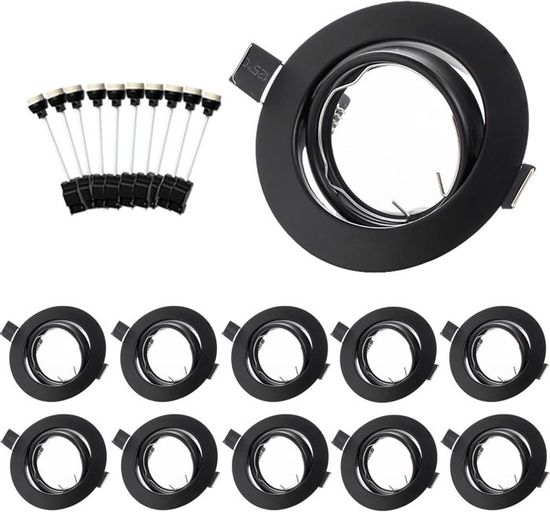 Spot Encastrable Orientable Gu10 ALUSSO Lot De 10 Spots Encastrables En Métal GU10 - 68 Mm Spot Led Noir Spot Encastrable Orientable Gu10 ALUSSO Lot De 10 Spots Encastrables En Métal GU10 - 68 Mm Spot Led Noir