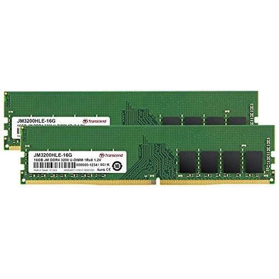 TRANSCEND JetRAM - DDR4 - 32 Go: 2 x 16 Go - DIMM 288 broches - 3200 MHz / PC4-25600 - CL22 - 1.2 V
