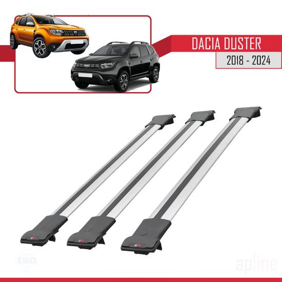 Compatible avec Dacia Duster 2018-2023 Barres de Toit FLY Modèle Railing Porte-Bagages de voiture 3 BARRAS GRIS