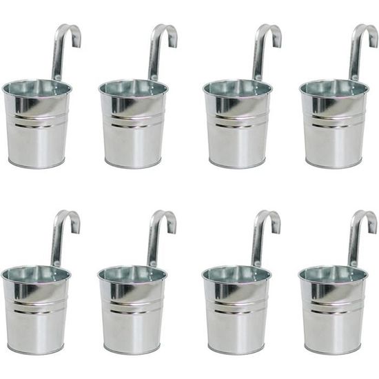 GIOVARA Lot De 4 Pots De Fleurs à Suspendre En Métal Colorés 27,5 Cm - Crochets Amovibles Pour Balcon, Jardin Et Intérieur